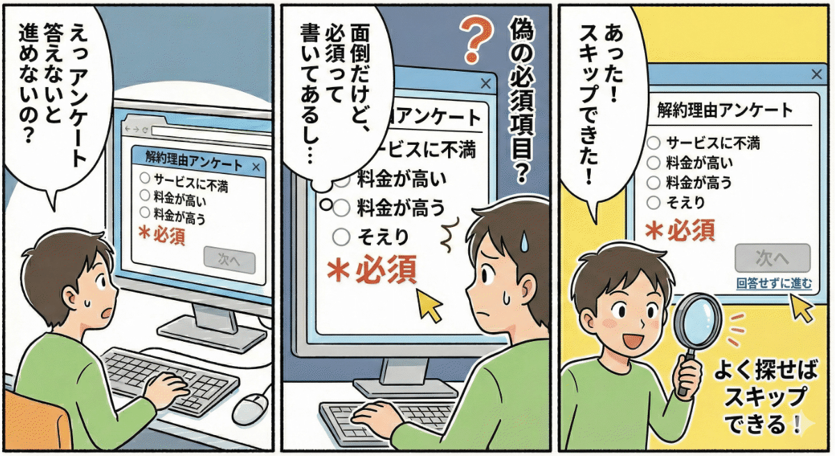 アンケートが必須のように見える例
